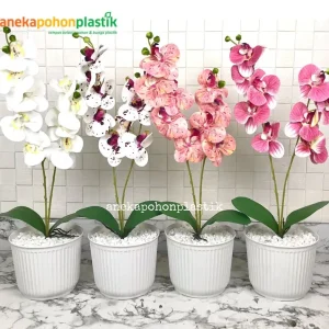 Bunga Anggrek Bulan X2 Latex Artificial Pot Strip Doff