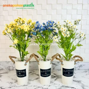 Bunga Daisy Mini Artificial Pot Kaleng Flower Garden