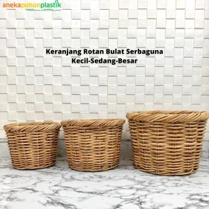 Keranjang Rotan Bulat Serbaguna Cover Pot Tanaman