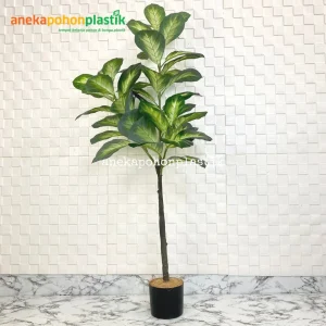 Pohon Artificial Bahagia Hijau X3 T140 Latex Pot Dasar Hitam