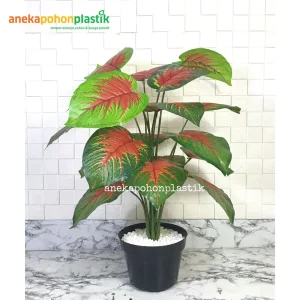 Pohon Artificial Bahagia Merah X18 Semi Latex Pot Dasar