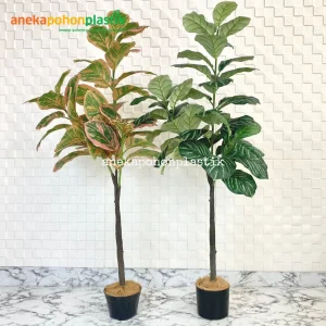 Pohon Artificial Karet Merah Muda Hijau Tua X3 T140 Latex