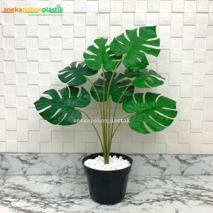 Pohon Artificial Monstera Deliciosa X7 Latex Pot Dasar Hitam