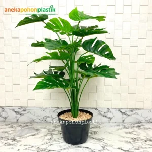 Pohon Artificial Monstera Tapak Gajah X18 Semi Latex Pot Dasar Hitam