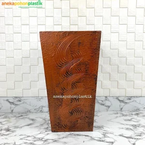 Pot Kayu Kotak Merah Tembaga T45 Motif Vas Tanaman Dekorasi