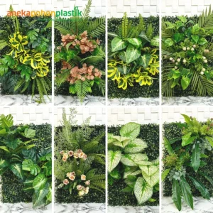 Vertical Garden Instan Plug and Play Motif Bunga & Daun Artificial 60x40 cm